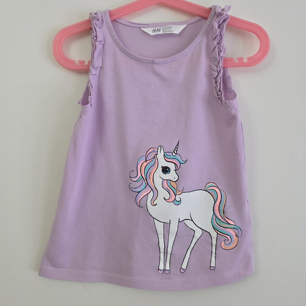 H&M Lavender Girls' Unicorn Tank Top with Pastel Mane